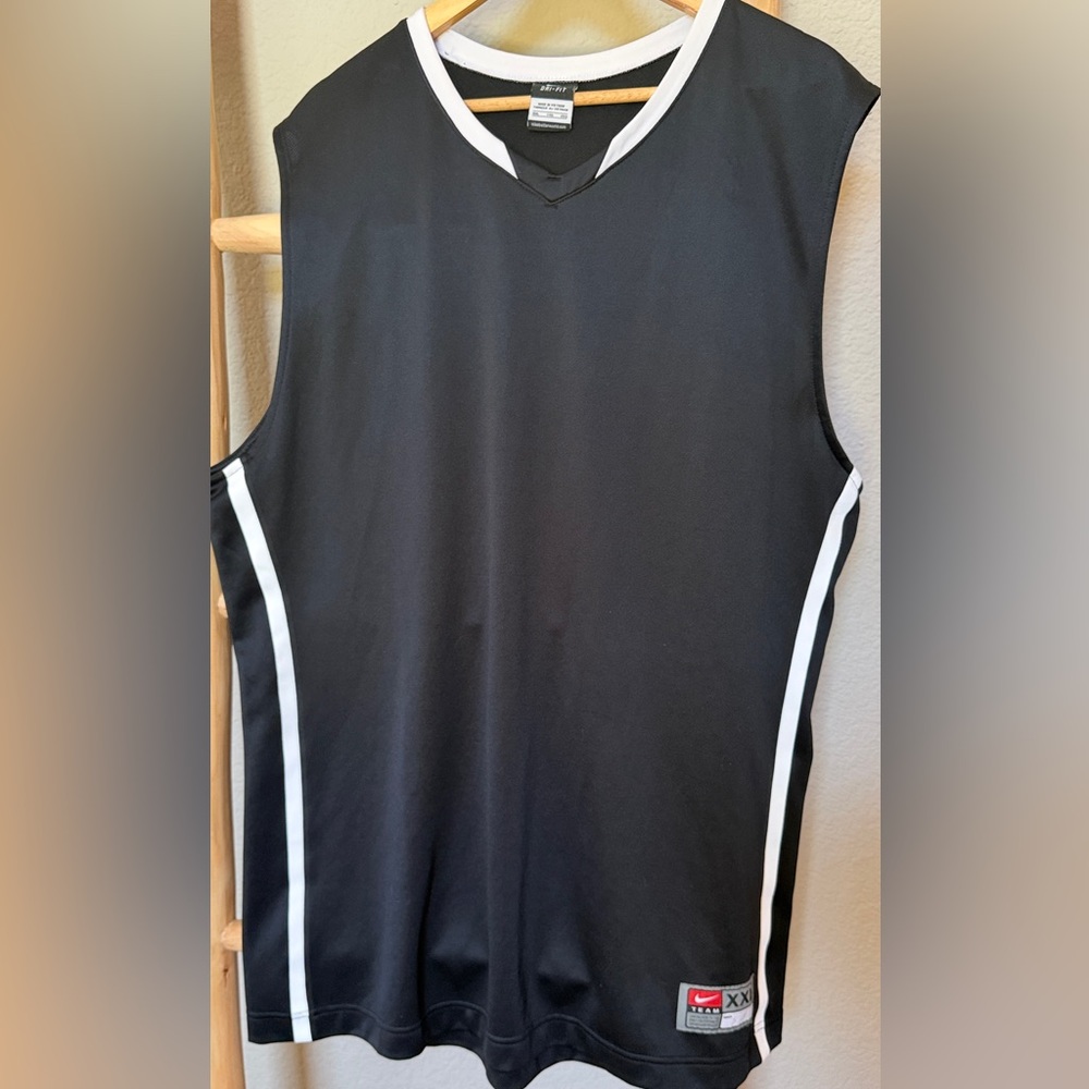 Nike Team Dri-Fit Sleeveless Basketball Jersey Black White Men XXL